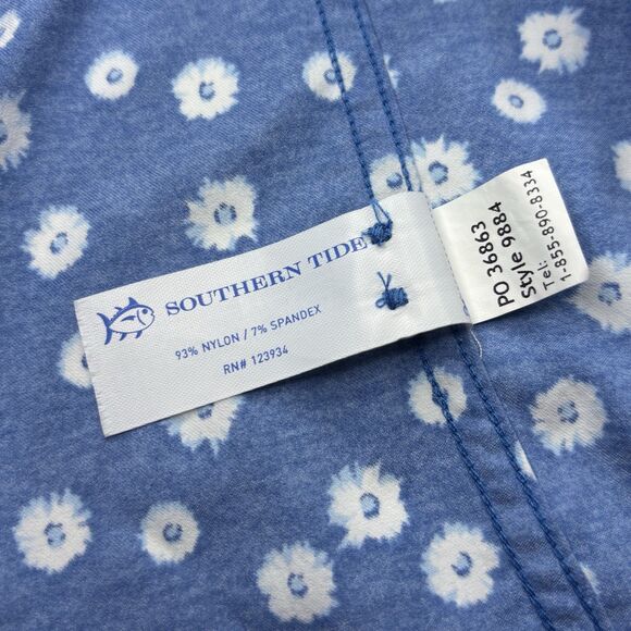 Southern Tide Performance Blue Floral Men's S Button Down Short Sleeve Shirt New - Picture 8 of 8